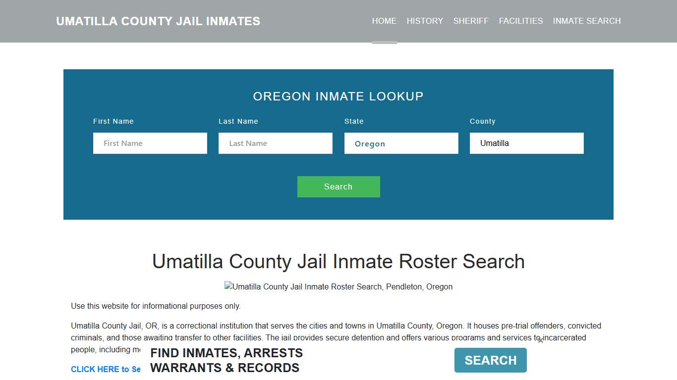 Umatilla County Jail Inmate Roster Lookup, Pendleton, OR